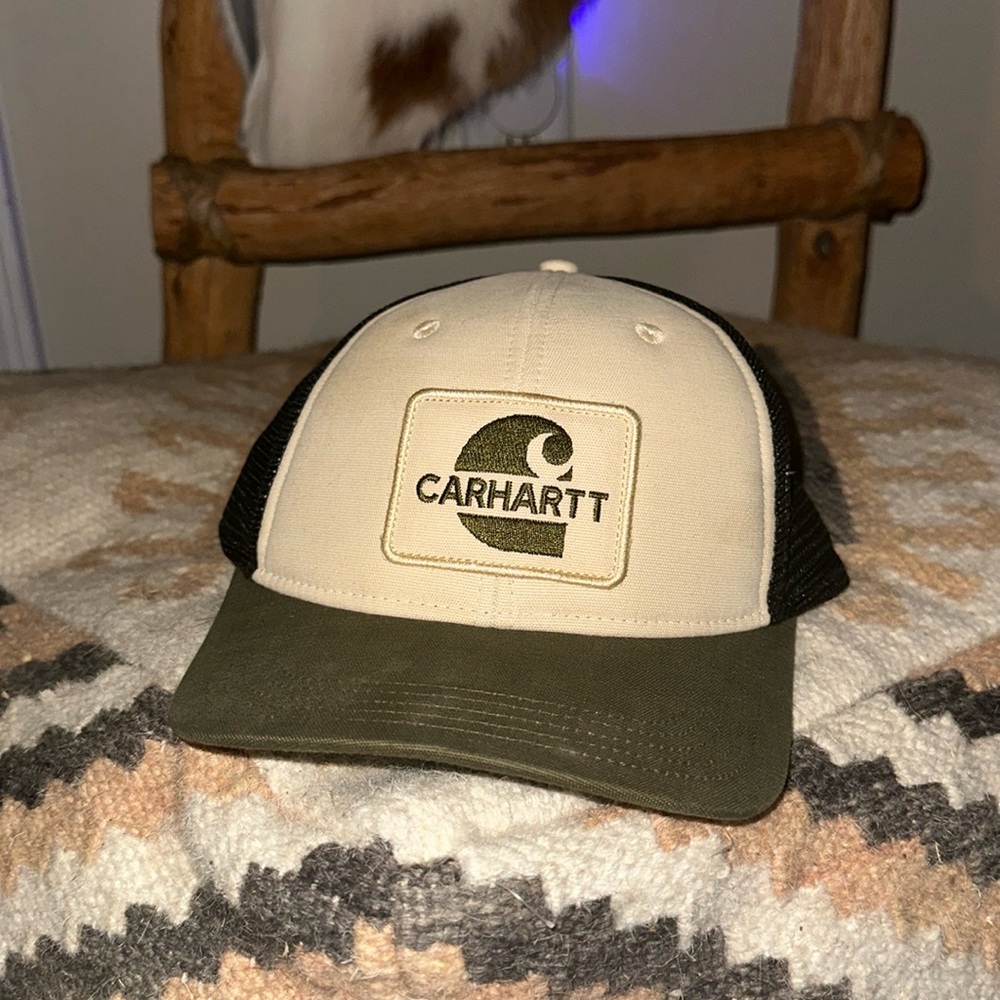 Carhartt Cream and Olive Trucker Hat
